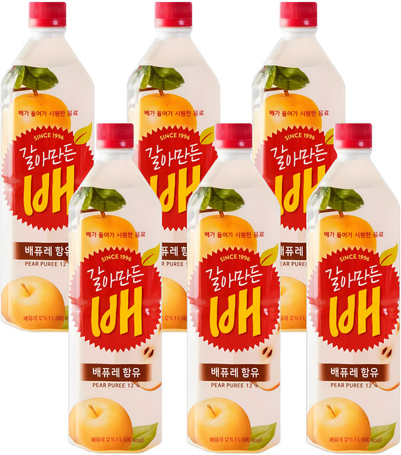 해태음료 갈아만든 배, 1L, 6개