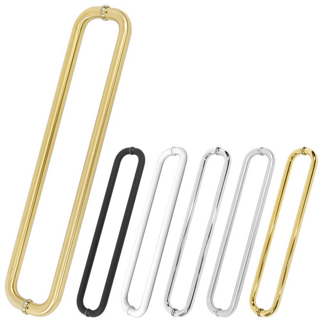 철물이네 강화도어 손잡이 600mm 마주 25파이 원형 유리문, 골드 무광