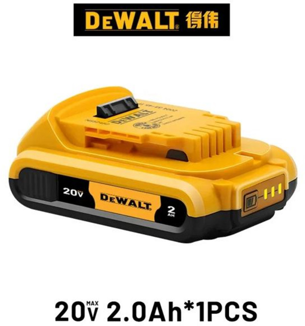 DeWALT 100% 오리지널 배터리 20V/60V 6Ah 9Ah MAX FlexVolt for DCB606 DCB205 DCB206 DCB209 DCB182 전동 공구충전기 포함, [02] 2Ah x1 pcs