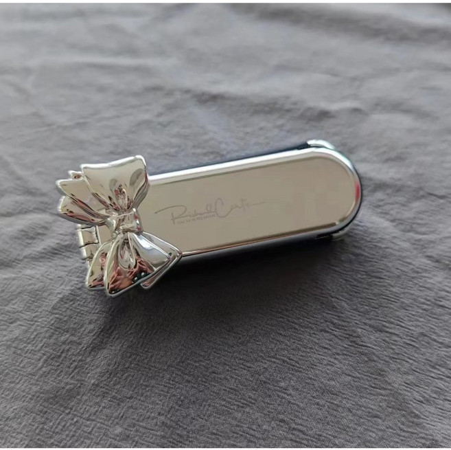 큐티 접이식 가정용 양용 간편식 심플 여성용 에어쿠션 에어백 빗, 1개, 실버크렉+실버나비넥타이