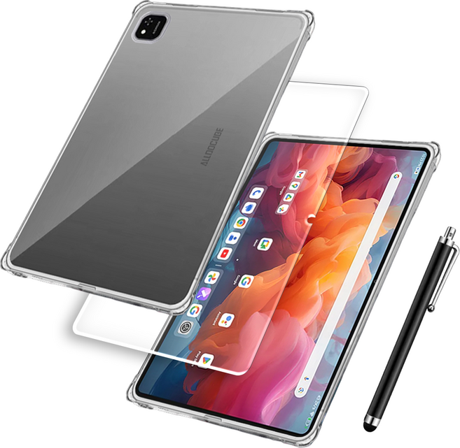 ALLDOCUBE Iplay60 Pad Pro 투명 범퍼 케이스 + 액정강화 방탄유리 필름 + 터치펜, 1개