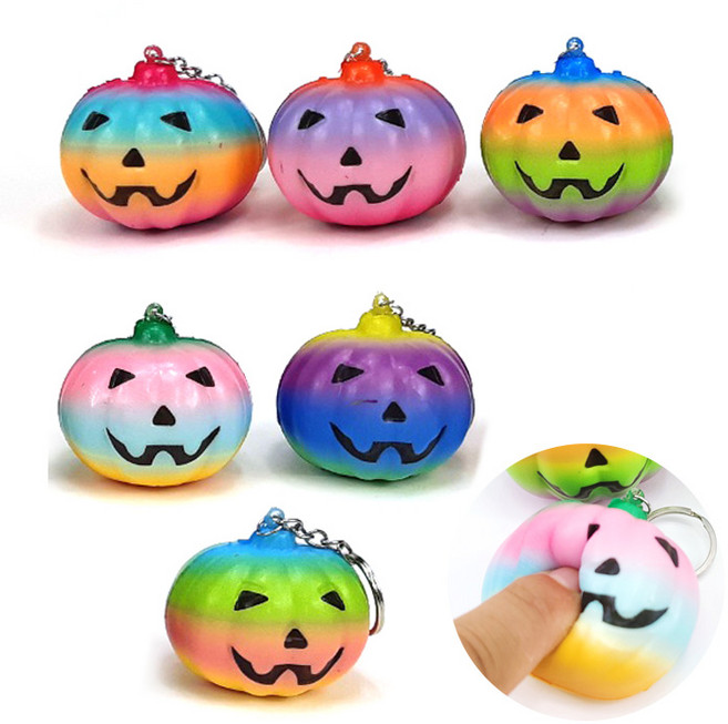 할로윈 호박말랑이 열쇠고리 스퀴시키링 할로윈소품 할로윈파티장식, 1개