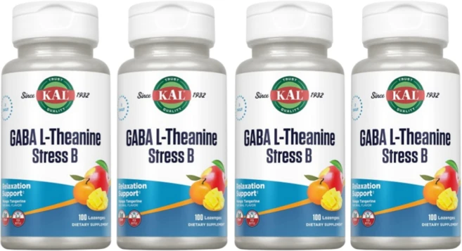 KAL GABA L-테아닌 스트레스 B 로젠지 천연 망고 귤 맛 100 로젠지, 4개, 100정 - 쿠팡