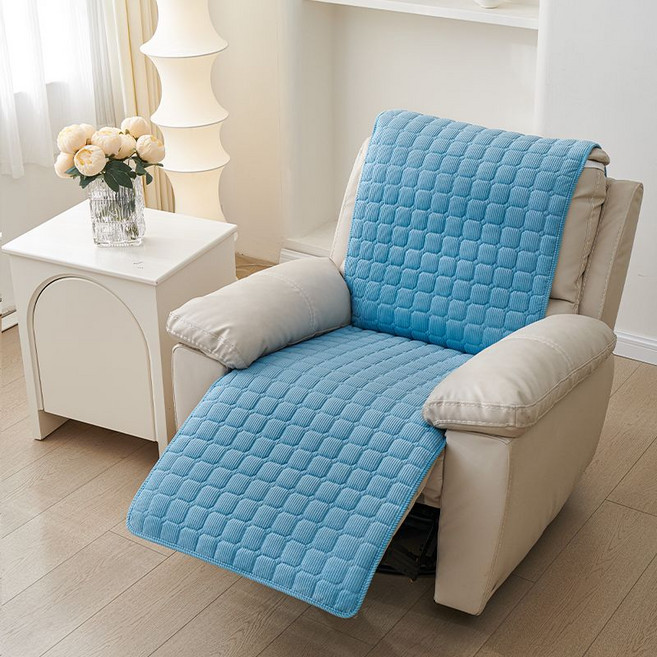 리클라이너 안락 의자 커버 휴식 소파 쇼파 1인용, 단일 팔걸이 55x65cm, 라이트 블루, 1개