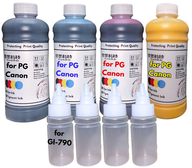 優墨科技 墨水500ml空瓶 相容Canon GI-71/70 G3010 G2002 G3000, 四色一組 防水,GI-790, 1個