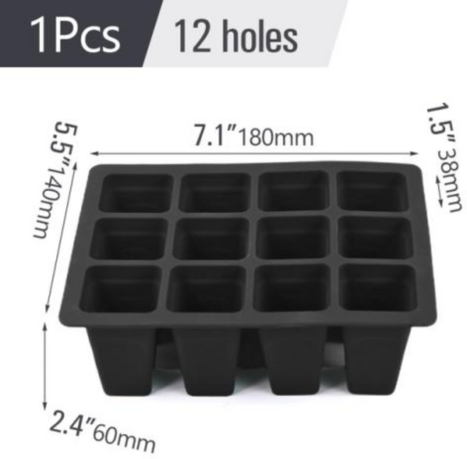 모종판 육묘 트레이 모판 씨앗포트 실리콘 4612 셀 야채 씨앗 시작 온실 묘목 발아 컨테이너 식물 번식 성장 상자, T03-C12holes x1, 1개