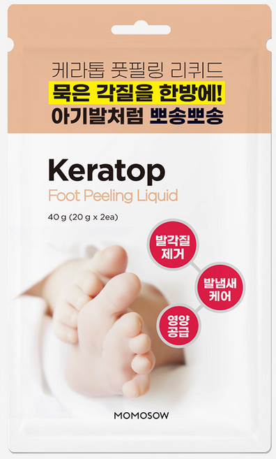 모모쏘우 케라톱 풋필링 리퀴드 / 발 각질제거 마스크팩, 2매, 20ml, 1개
