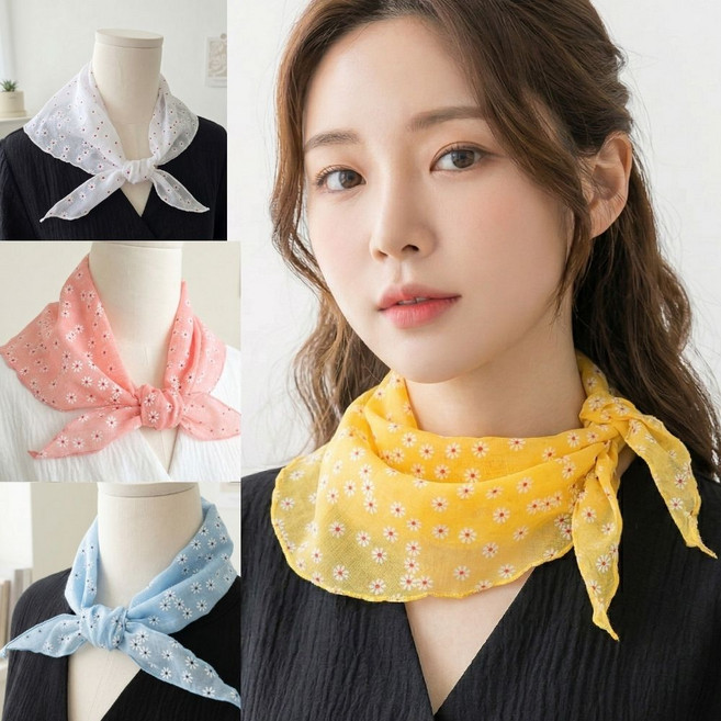 [국산 면100%] 룸브리 아사면 쁘띠 삼각스카프