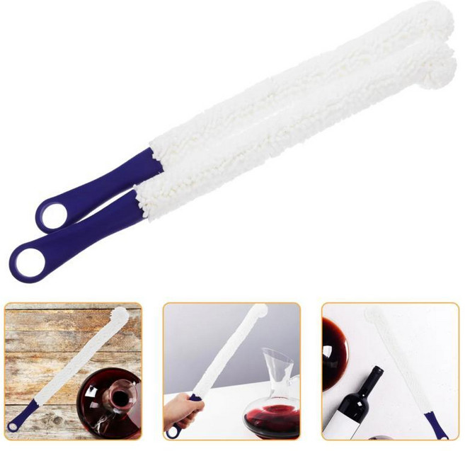 와인 병 청소 브러시 유리 제품 컵 꽃병 긴 손잡이가있는 디캔터 클리너, 1개