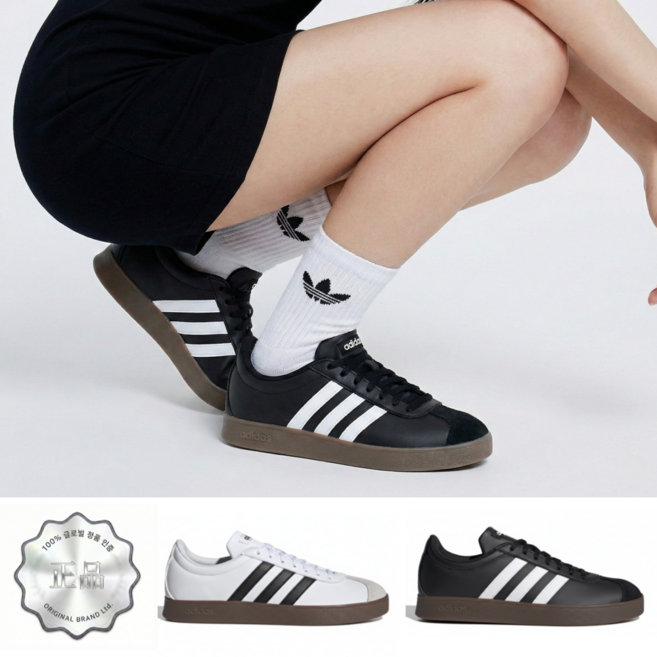 아디다스 스니커즈 VL 코트베이스 삼바 단화 남녀공용 클래식 데일리 블랙 화이트