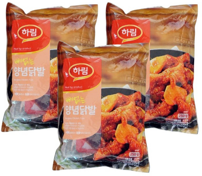 하림 뼈없는 양념닭발, 250g, 3개