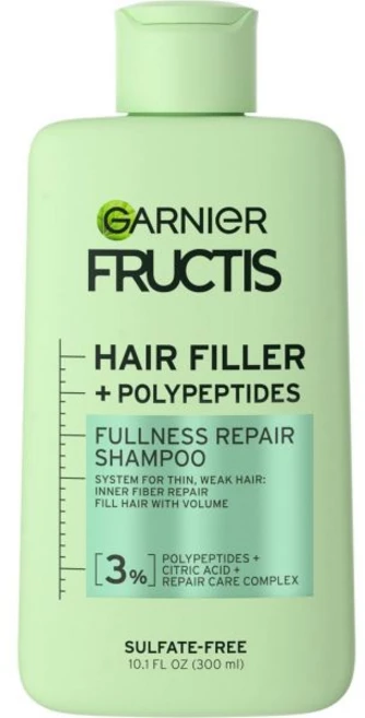 가르니에 프럭티스 헤어 필러 풀니스 리페어 샴푸 폴리펩타이드가 함유된 볼륨 샴푸 및 얇고 약한 갈라짐 끝을 위한 모발 콤플렉스 10.1 Fl Oz, 가르니에 프럭티스 헤어 필러 풀니스 리페어 샴푸, 폴리, 1개, 300ml - 쿠팡