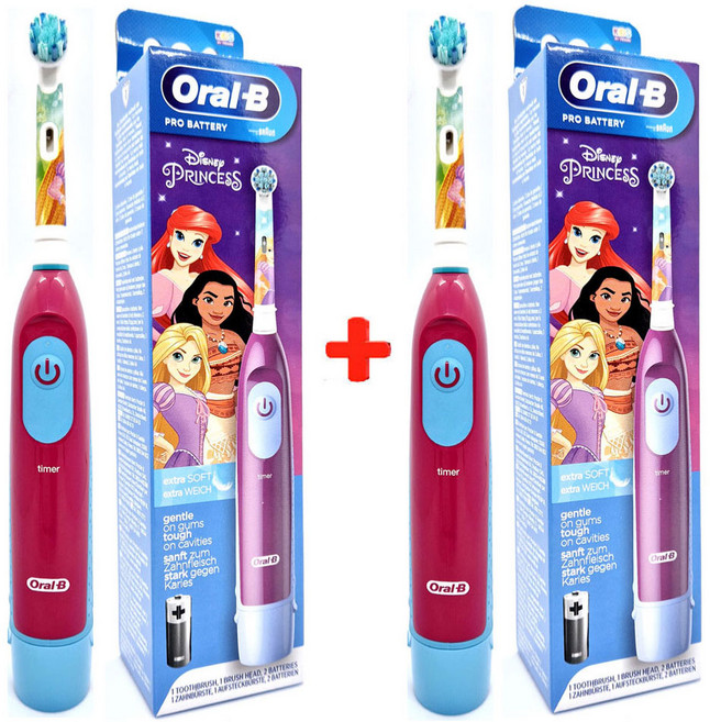 오랄비 유아전동칫솔 1+1 세트 스테이지스파워 카즈 프린세스 어린이전동칫솔세트, 1개, 프린세스+프린세스