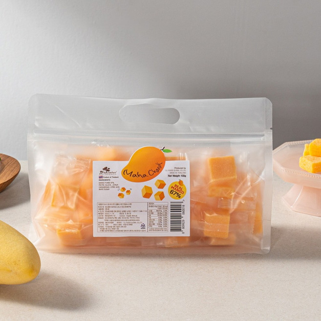 태국 젤리 망고퓨레 마하차녹 무지개망고 망고 젤리 500g 디저트간식 개별포장, 1개