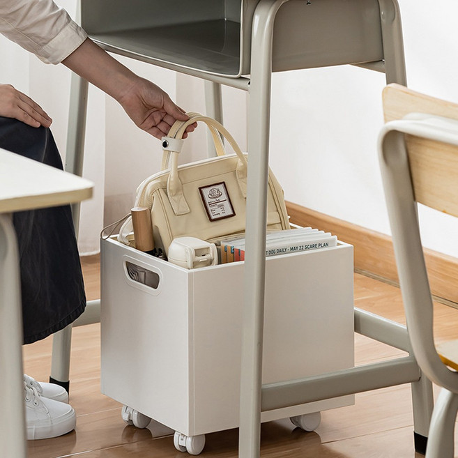 홈닛 바퀴 달린 수납장 정리함 이동식 북카트, 화이트, 이동형, 1단