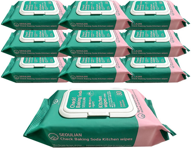 퓨어선데이 베이킹소다로 기름까지 닦아주는 주방 일회용 행주 캡형, 10세트, 1개