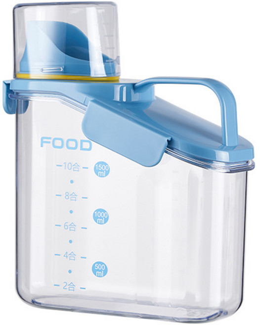家用透明雜糧罐防潮收納盒, 1套, 藍色1600ml 1600 21*10*24.5cm，2000 21*10*27cm，2800 21*10*31cm