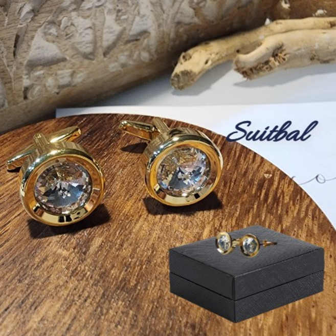 <슈트빨> 14k도금큐빅 커프스버튼 선물용케이스증정