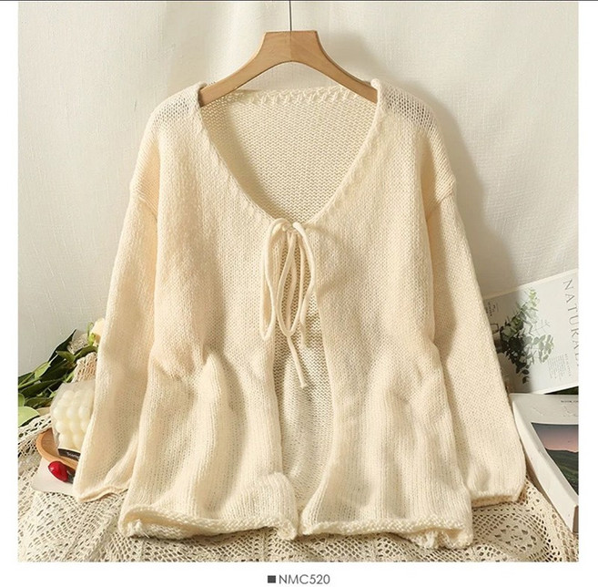 메인워크 여성 라운드 긴팔 가디건 봄가을 간절기 스판 루즈핏 기질 패션 니트 기질 스웨터 아우터 코트 상의