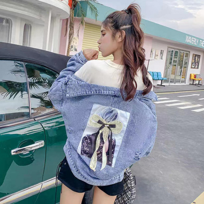 vaviola 바비올라 여성 데님 청자켓 자수청자켓 리본 청자켓-239