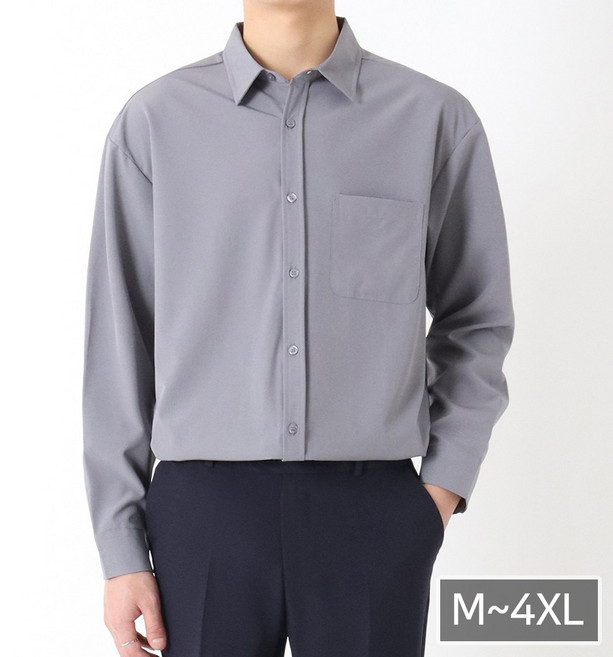 [당일출고] 구김없는 링클프리 오버핏 스판 셔츠 남방 남자 긴팔 와이셔츠 정장셔츠 무지 흰색 검정 빅사이즈 ZZBSH013