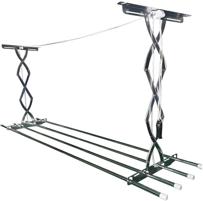 세양아트 2단 3단 상단봉 천장건조대 올 스텐 반자동 베란다 창고 천정 빨래건조대, 없음, 슬라이드형 4봉