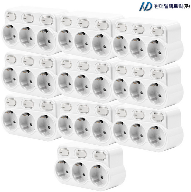현대일렉트릭 절전형 스위치형 회전멀티탭 개별 3구 HT116, 10개
