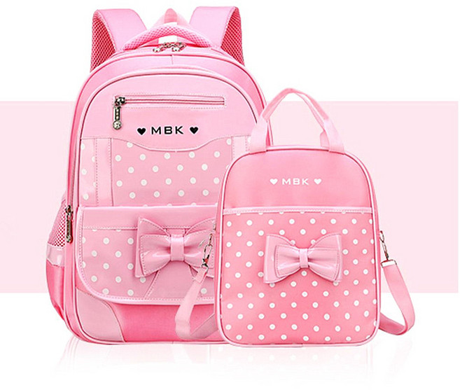 홍언목요 초등학생 방수 책가방 나비 리본 보조 가방 어린이 학원가방 대용량 백팩 2종세트