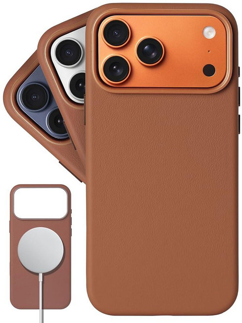 LONLI Classic 2.0 | 아이폰 17 프로 맥스용 골드 등급 유럽 벨레 가죽 마그네틱 케이스 - 업그레이드된 카메라 컨트롤 및 AI 버튼 MagSafe 호환 클래식