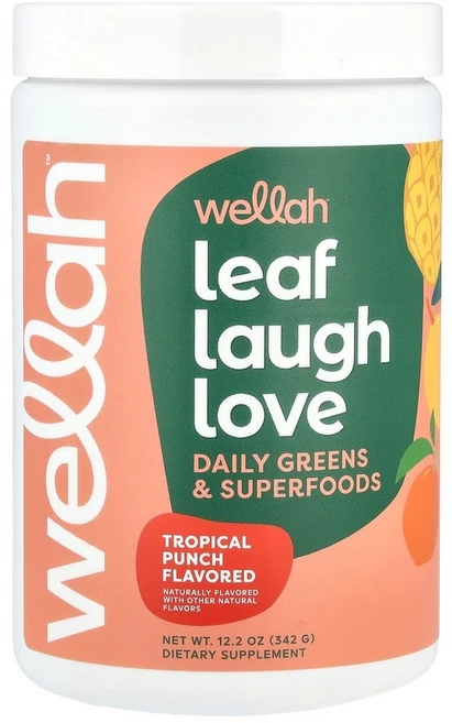 Wellah Leaf Lough Love 데일리 그린스 트로피컬 펀치 342g, 1개 - 쿠팡