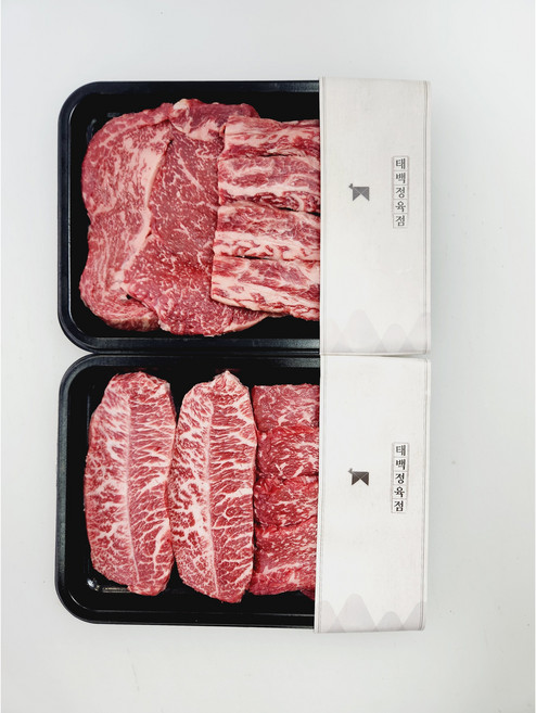 태백정육점 1+등급 숙성 한우 구이 모둠 세트 600g 1.8kg 추석 설날 명절 선물, 2. 한우 정육 세트 1800g, 1세트