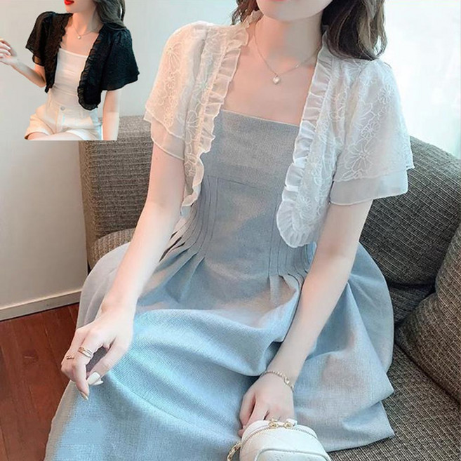 여름 레이스 가디건 루즈핏 코트 여성 반팔 자켓 gfo*9927FJ
