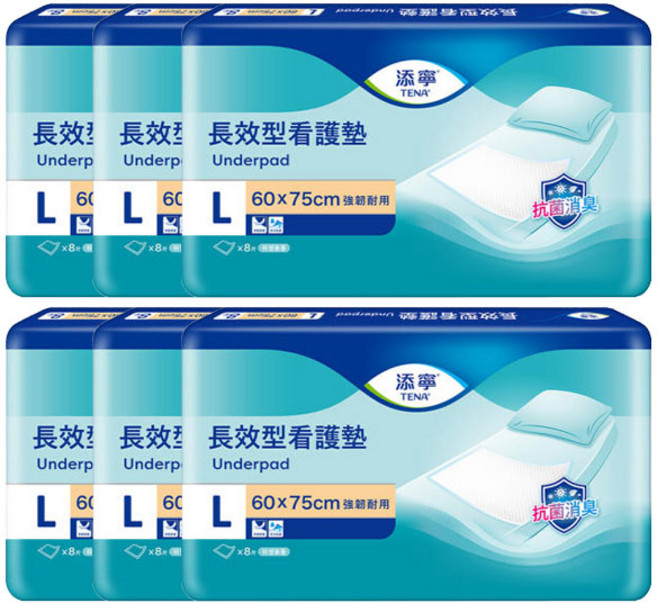 테나 위생매트 8매x6팩 기저귀 패드 깔개 방수커버, 6개