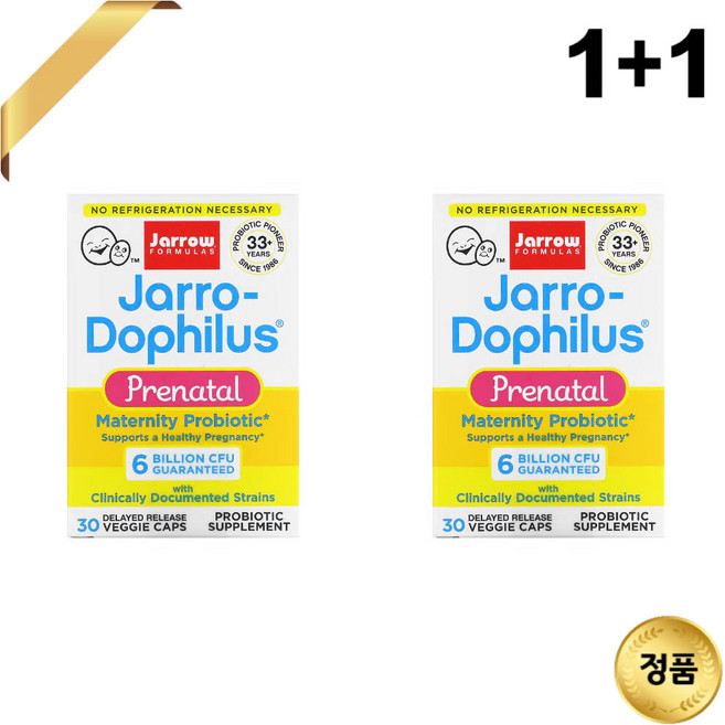 1+1 Jarrow Formulas 임산부 프로바이오틱스 60억 CFU 30 베지 캡슐, 30정
