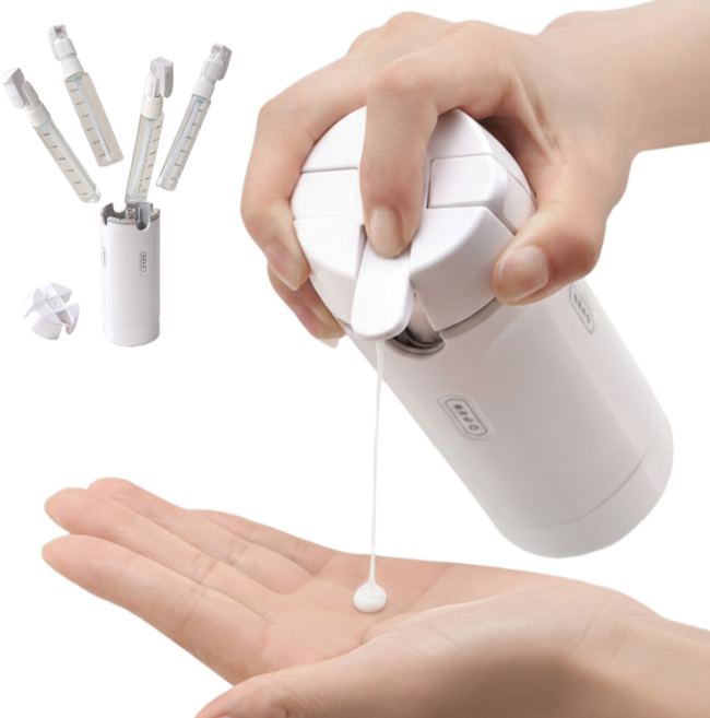 4-ZIP 4in1 디스펜서 기내용 여행용공병, 1개, 4ZIP 화이트