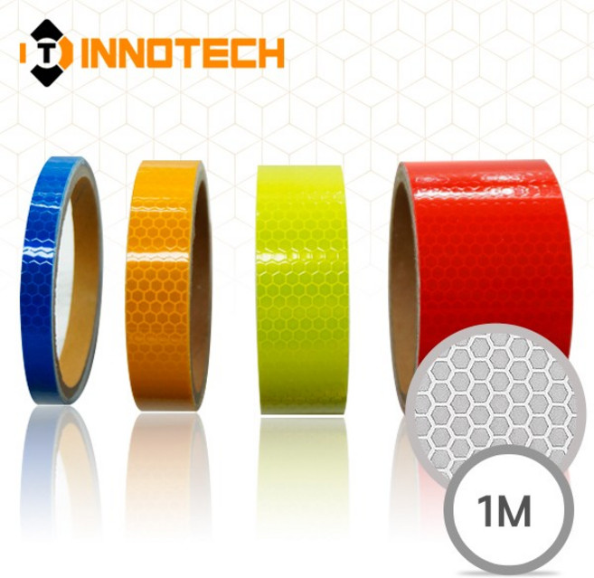 프리즘 고휘도 반사테이프 (폭10/20mm x 1M) 벌집 안전 자전거 오토바이 차량 자동차 트럭, 형광연두, 1개