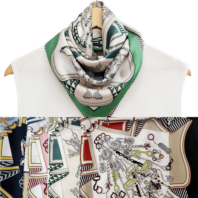 그레이스 양면 실크스카프 정사각 70사이즈 양면이라 더 실용적인 고급 스카프, 네이비