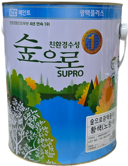 KCC 숲으로 친환경 광택 플러스, 2290(적갈색)+미니로라세트, 1개, 4L