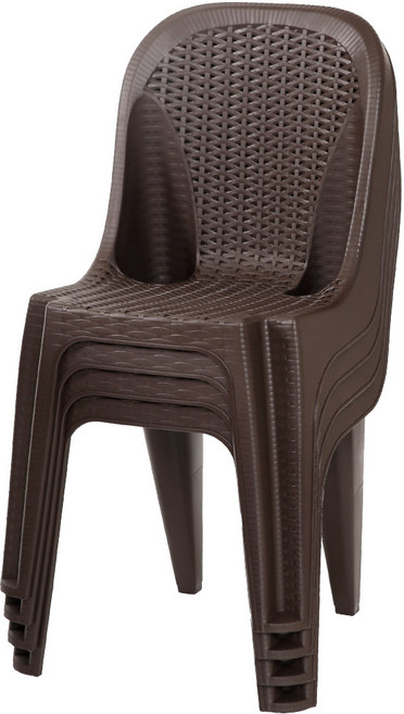 지오리빙 창신 라탄등받이 플라스틱 의자 4개 체어 야외 카페 업소용 펜션 비치 프라스틱, 브라운