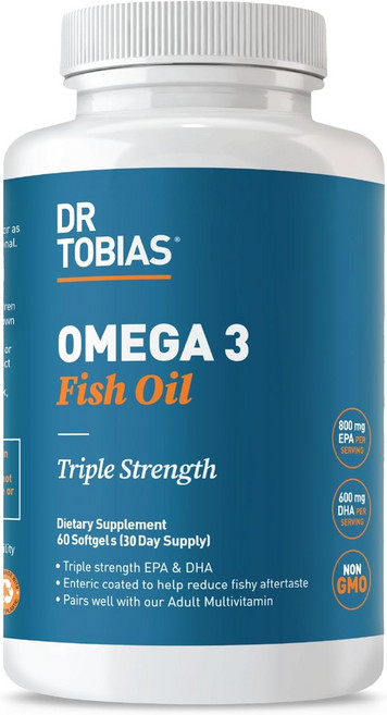Dr Tobias 오메가3 피쉬 오일 보충제 Triple Strength EPA DHA 소프트젤 60정, 1개