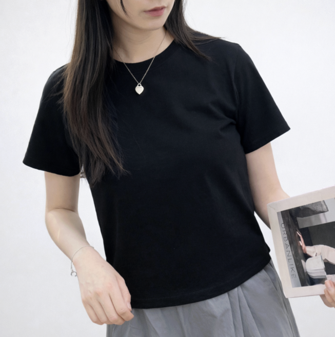 무지 세미크롭 반팔티 여름 기본티 스판 쫀쫀한 이너티 레이어드 핏 보장 체형 커버