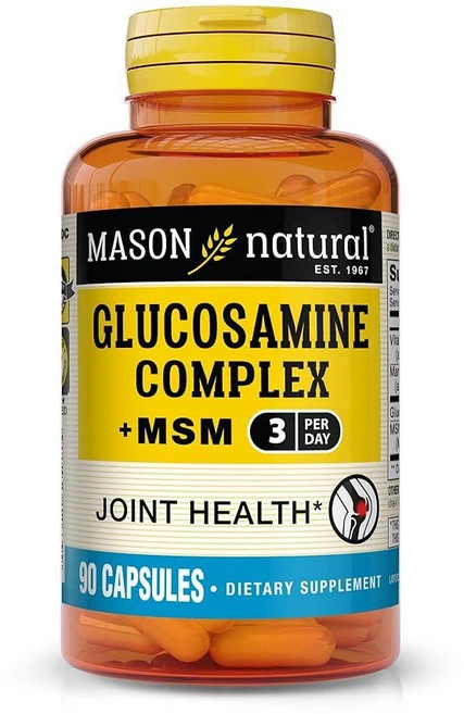 MASON NATURAL 글루코사민 복합체 플러스 MSM 비타민 C 포함 - 관절 건강 지원 유연성 및 이동성 향상 90캡슐, 1개, 90정 - 쿠팡