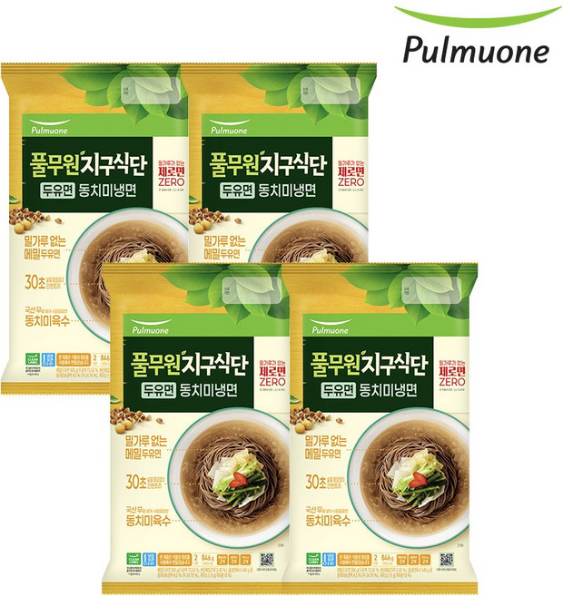 풀무원 지구식단 두유면 동치미냉면 846g 4개(8인), 1박스