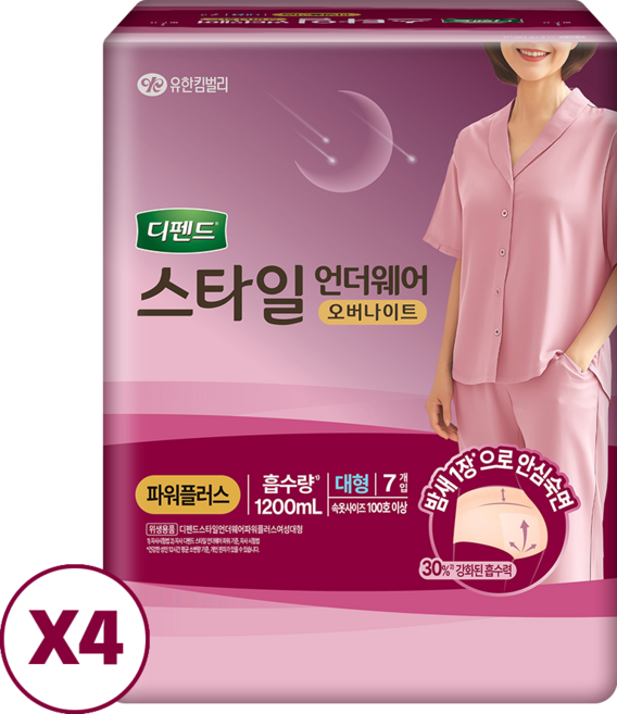 디펜드스타일 언더웨어 오버나이트 요실금팬티 대형, 7개입