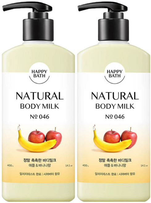 해피바스 촉촉 바디밀크 400ml 2개, 400g, 450ml
