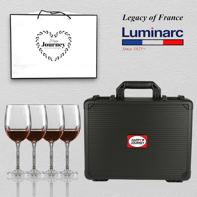 HAPPY JOURNEY 캠핑용 와인잔 여행용 야외용 집들이 선물세트 나들이 하드 케이스 캐리어 가방 와인잔포함 프랑스 와인잔 맥주잔 화이트와인잔, 1 캠프블랙 SOWINE 470ml 4pc, 1개