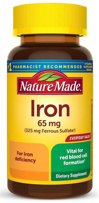 네이처메이드 철분 65mg (325mg 페로스 설페이트) Nature Made Iron tablets, 150정, 1개