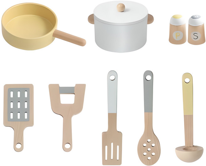 피에스타 원목 요리놀이 도구 9종 세트, 혼합색상, 1세트