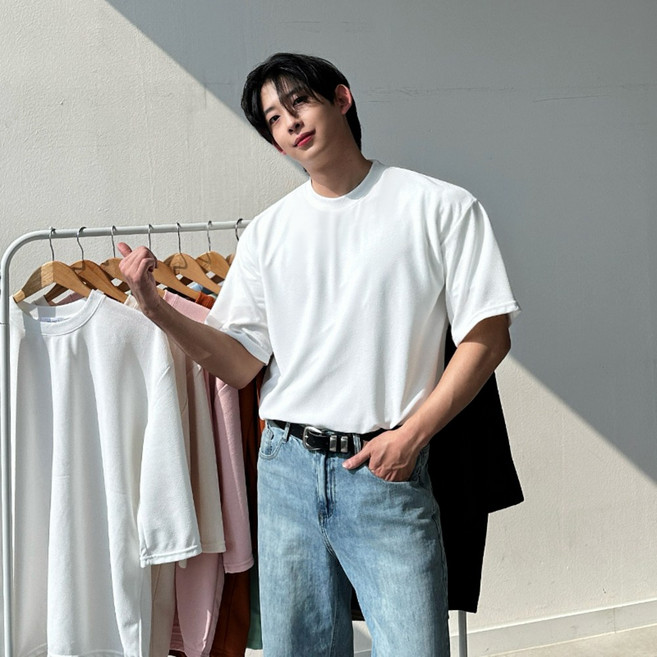 남자 반팔 쿨링 썸머 라운드 스판 반팔티 빅사이즈 11컬러