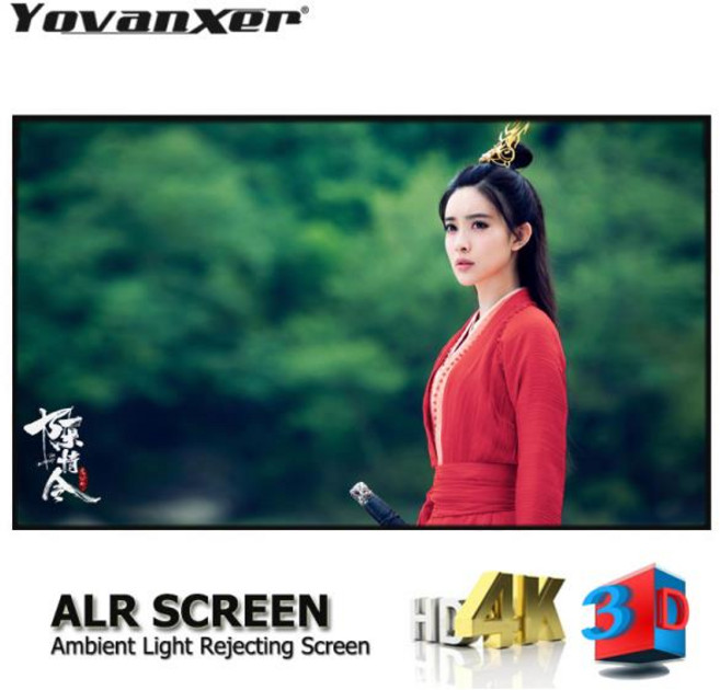 2024나노 그레이 크리스탈 ALR 프로젝터 스크린 주변 조명 거부 고정 프레임 1cm 초협폭 테두리 CLR 4K 8K, 200 인치